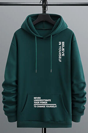 Uyguntarz Belive in Yourself Baskılı Oversize Sweatshirt