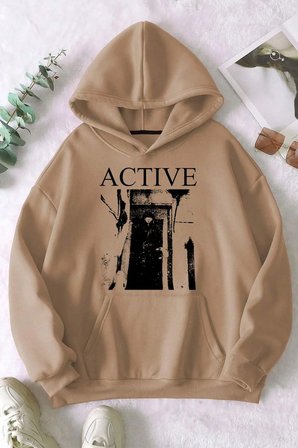 Active Baskılı Oversize Sweatshirt
