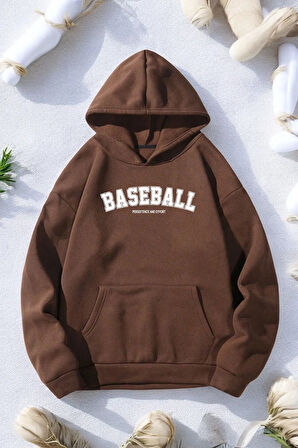 Baseball Baskılı Oversize Sweatshirt