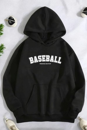 Baseball Baskılı Oversize Sweatshirt