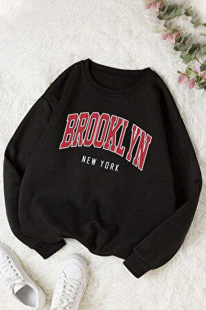 Uyguntarz Unisex Brooklyn Baskılı Bisiklet Yaka Sweatshirt