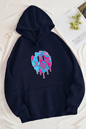 Uyguntarz Smile Emoji Baskılı Oversize Sweatshirt