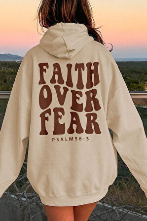 Uyguntarz Faith Over Baskılı Oversize Sweatshirt