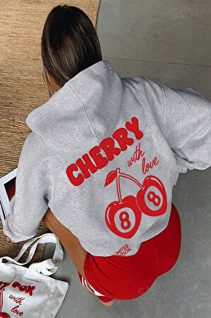 Uyguntarz Cherry Baskılı Oversize Sweatshirt