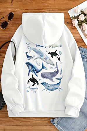 Uyguntarz Whales Baskılı Oversize Sweatshirt