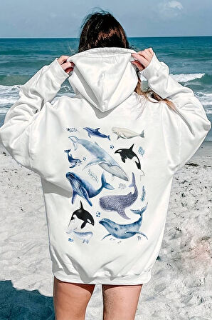 Uyguntarz Whales Baskılı Oversize Sweatshirt