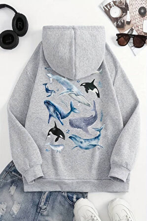 Uyguntarz Whales Baskılı Oversize Sweatshirt