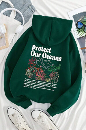 Uyguntarz Oceans Baskılı Oversize Sweatshirt