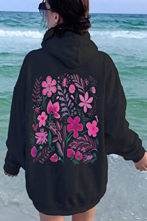 Uyguntarz Bahar Esintisi Çiçek Baskılı Oversize Sweatshirt