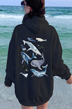 Uyguntarz Whales Baskılı Oversize Sweatshirt