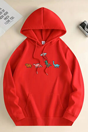 Uyguntarz Uzaylı Dinazor Baskılı Oversize Sweatshirt