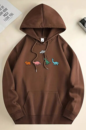 Uyguntarz Uzaylı Dinazor Baskılı Oversize Sweatshirt