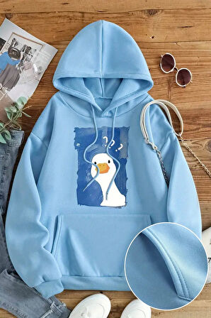 Uyguntarz Meraklı Ördek Baskılı Oversize Sweatshirt