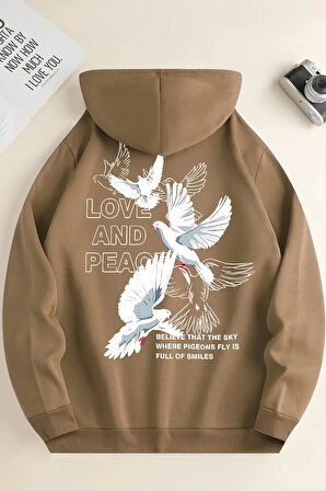 Uyguntarz Love and Peace Baskılı Oversize Sweatshirt