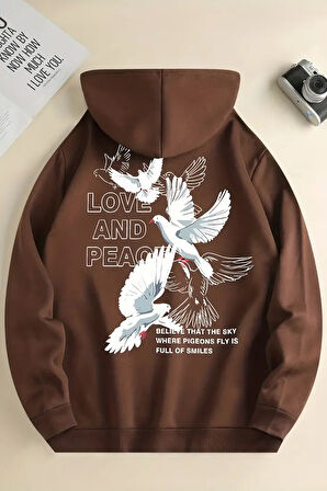 Uyguntarz Love and Peace Baskılı Oversize Sweatshirt