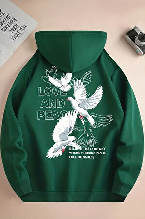Uyguntarz Love and Peace Baskılı Oversize Sweatshirt