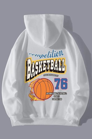 Basketball 76 Baskılı Oversize Sweatshirt