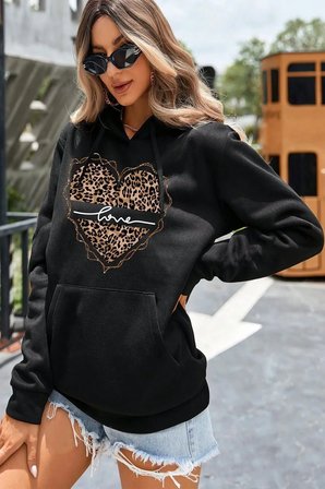 Kalp Baskılı Oversize Sweatshirt