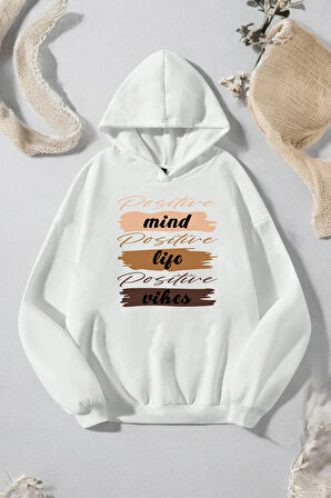 Uyguntarz Mind Life Vibes Baskılı Oversize Sweatshirt