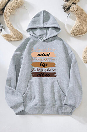 Uyguntarz Mind Life Vibes Baskılı Oversize Sweatshirt