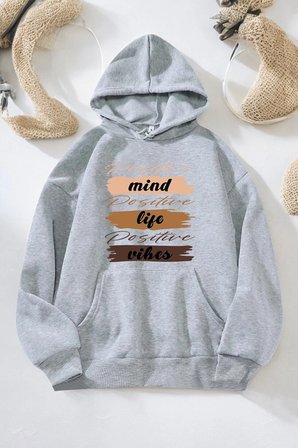 Mind Life Vibes Baskılı Oversize Sweatshirt