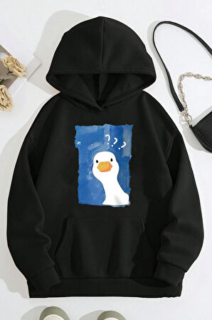 Uyguntarz Meraklı Ördek Baskılı Oversize Sweatshirt