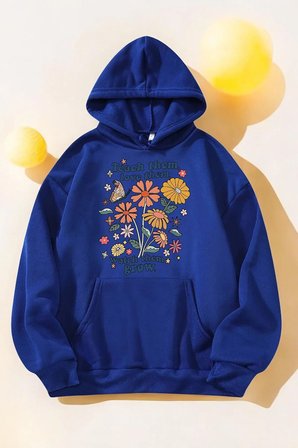 Flowers  Baskılı Oversize Sweatshirt