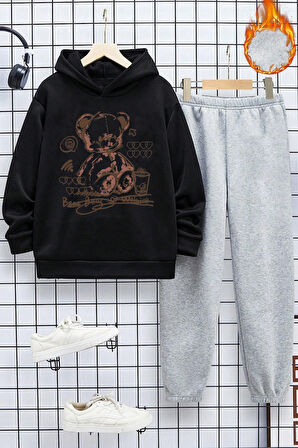 Uyguntarz Bear Baskılı Erkek Çocuk  - Kız Rahat Eşofman Takımı