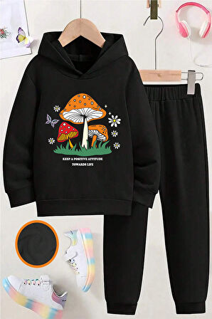 Uyguntarz Mantar Baskılı Erkek Çocuk  - Kız Rahat Eşofman Takımı