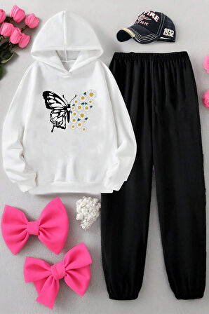 Uyguntarz Papatya Kelebek Baskılı Çocuk Rahat Eşofman Takımı