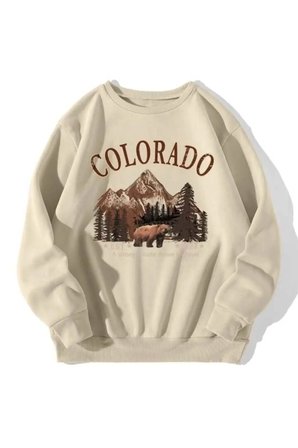 Colorado Baskılı  Pamuklu Oversize Sweatshirt