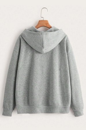 Unisex Gri Fermuar Kapüşonlu Sweatshirt