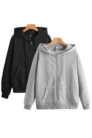2'li Paket Fermuarlı Mevsimlik Sweatshirt