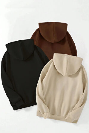 3'lu Paket Baskılı Oversize Unisex Sweatshirt
