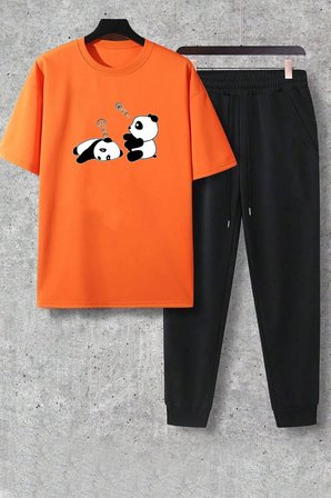 Unisex Beyaz Fs Baskılı Siyah Kargo  Eşofman Takımı