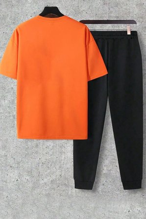 Unisex Beyaz Fs Baskılı Siyah Kargo  Eşofman Takımı