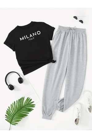 Unisex Beyaz Fs Baskılı Siyah Kargo  Eşofman Takımı