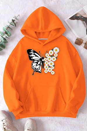 Uyguntarz Papatya Kelebek Baskılı Oversize Sweatshirt