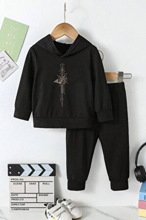 Uyguntarz Pusula Baskılı Çocuk Rahat Eşofman Takımı