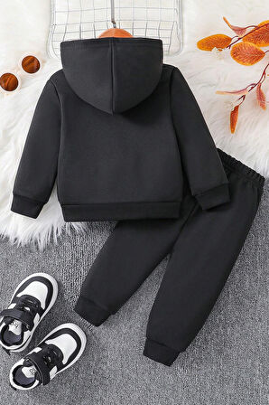 Uyguntarz Black Baskılı Çocuk Rahat Eşofman Takımı