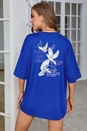 Uyguntarz Love And Peace Baskılı Unisex Oversize Tshirt