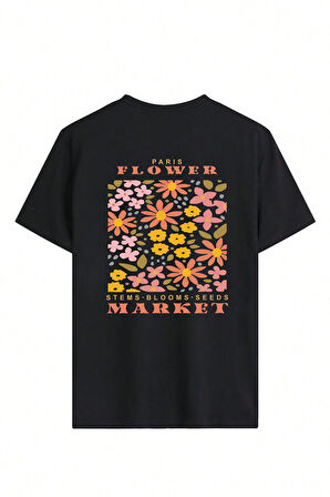 Uyguntarz Paris Flower Baskılı Unisex Oversize Tshirt