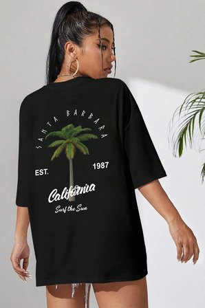 California Baskılı Unisex Oversize Tshirt