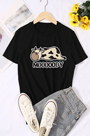 Uyguntarz Mooooody Baskılı Unisex Oversize Tshirt