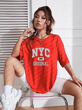 NYC Baskılı Unisex Oversize Tshirt