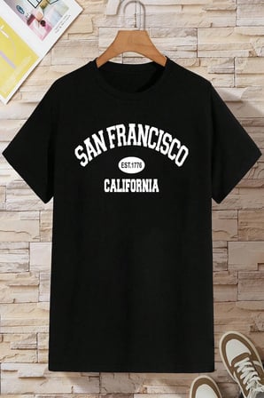 Pamuklu San Francisco Baskılı Oversize T-shirt