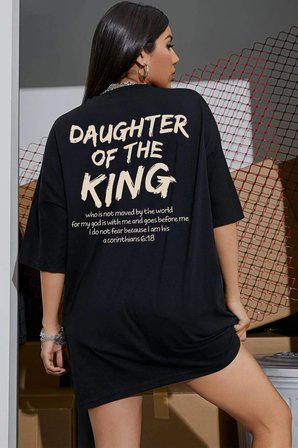 Pamuklu Daughter Of The King Baskılı Oversize T-shirt