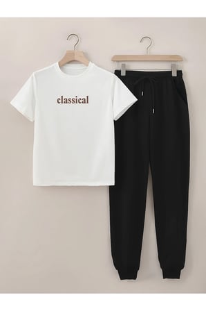 Unisex Classical Baskılı  Alt - Üst Eşofman Takımı