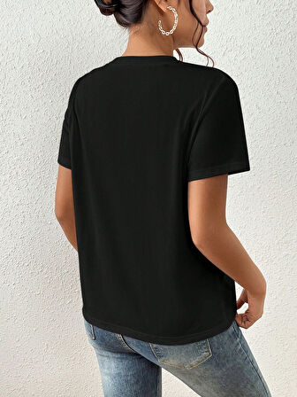 Portrait & Flower Baskılı Oversize Tshirt