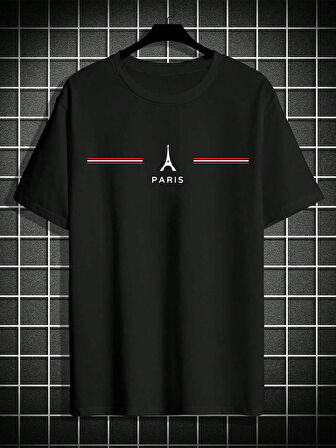 Unisex Paris Baskılı Oversize Tshirt